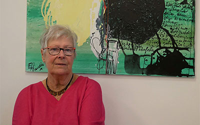 Acrylmalerei von Elke Handke in der Stadt- und Schulbücherei Gunzenhausen